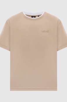 Бежевая футболка с фактурным логотипом