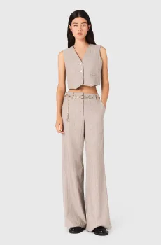 Женские серые брюки в полоску Серый 38 MAJE MFPPA00734_Light Grey