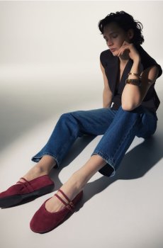 Reserved - Балетки з овечої шкіри - карміновий - 594ID-92X