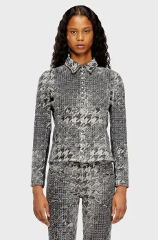 Женская серая джинсовая рубашка с узором DE-MASLY-FSH1 Серый L Diesel A21430 0CEBN