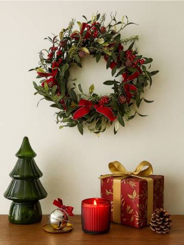 Декоративний різдвяний вінок - різнобарвний