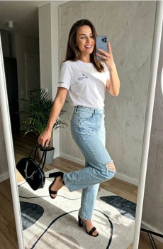 Бавовняна футболка з написом - білий