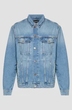 Мужская голубая джинсовая куртка Голубой M Karl Lagerfeld 552865.505805;670