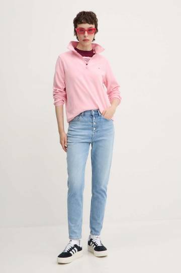 Кофта Tommy Jeans женская цвет розовый однотонная DW0DW19751 Кофта Tommy Jeans женская цвет розовый однотонная DW0DW19751