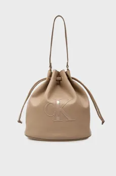 Женская бежевая сумка BOLD LARGE BUCKET BAG Бежевый ONESIZE Calvin Klein LV04F3232G