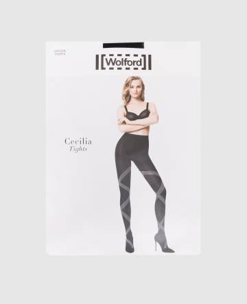Черные колготки Cecilia в геометрический узор. Черные колготки Cecilia в геометрический узор.