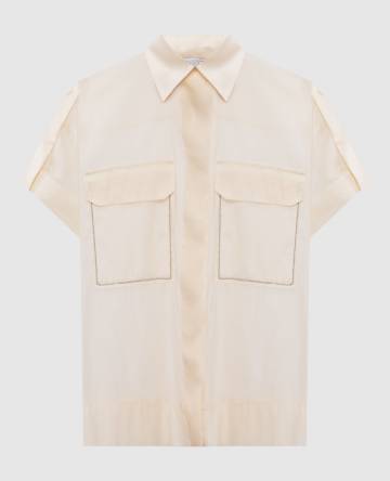 Бежевая блузка с шелком