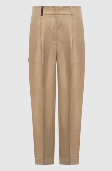Бежевые брюки из льна