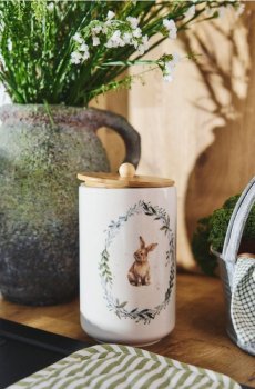 Великодній контейнер для їжі з кришкою та мотивом зайця - кремовий