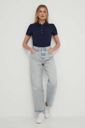 Футболка Lacoste женская цвет синий с воротником PF5462-001 Футболка Lacoste женская цвет синий с воротником PF5462-001