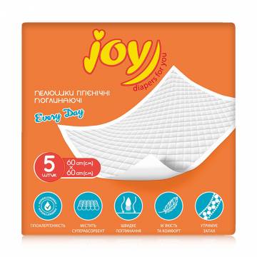 Пеленки гигиенические впитывающие Joy Every Day, 60*60, 5 шт Пеленки гигиенические впитывающие Joy Every Day, 60*60, 5 шт