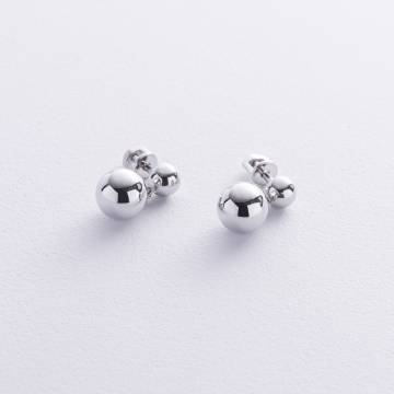 Серьги - пусеты "Margo" с шариками (белое золото) с08743 Серьги - пусеты "Margo" с шариками (белое золото) с08743