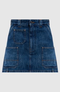 Синяя джинсовая юбка-карго с вышивкой логотипа