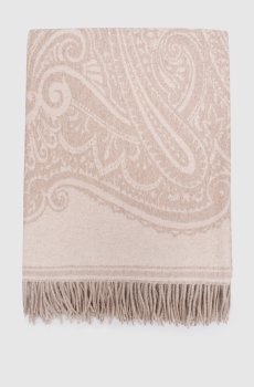 Бежевый плед из шерсти и кашемира с узором Pegaso