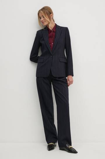 Шерстяные брюки Lauren Ralph Lauren цвет синий прямое высокая посадка 200940233 Шерстяные брюки Lauren Ralph Lauren цвет синий прямое высокая посадка 200940233