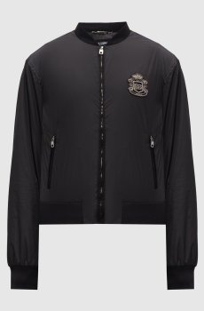 Черный бомбер с геральдической нашивкой логотипа