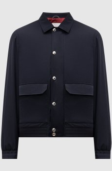 Синяя куртка из шелка и шерсти