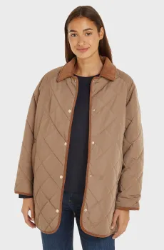 Женская бежевая двустороння куртка MD LW QUILTED REVERSIBLE COAT Коричневый M-L Tommy Hilfiger WW0WW42345