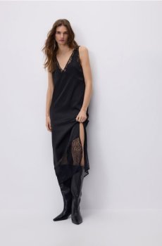 Reserved - Сукня міді з мереживом - чорний - 128GP-99X