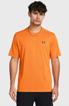 Мужская оранжевая футболка UA Tech Vent Geotessa SS Оранжевый S Under Armour 1382182-810