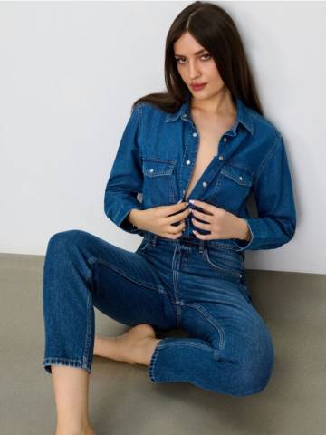 Джинси mom fit - темно-синій