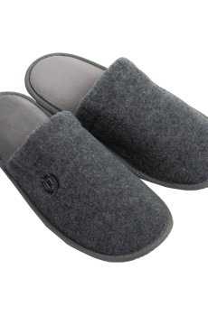 Мужские домашние тапочки Twins HS-OZ Lama войлочные, с вышивкой, графит, размер 42-43 (28 см)