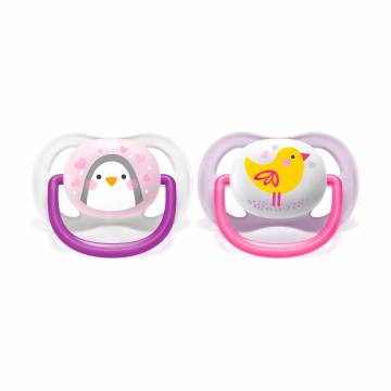 Пустышка ортодонтическая для девочки AVENT Ultra Air Animals от 0-6 месяцев, 2 шт Пустышка ортодонтическая для девочки AVENT Ultra Air Animals от 0-6 месяцев, 2 шт