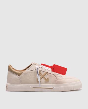 Бежевые кожаные кеды NEW VULCANIZED с логотипом Бежевые кожаные кеды NEW VULCANIZED с логотипом