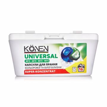 Капсулы для стирки KÖNEN Universal, 16 стирок, 16 шт Капсулы для стирки KÖNEN Universal, 16 стирок, 16 шт