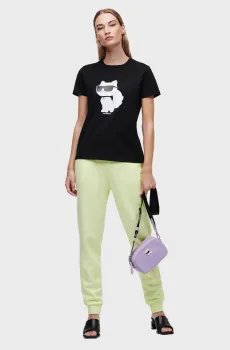 Женская черная футболка IKONIK 2.1 Черный L Karl Lagerfeld 230W1703