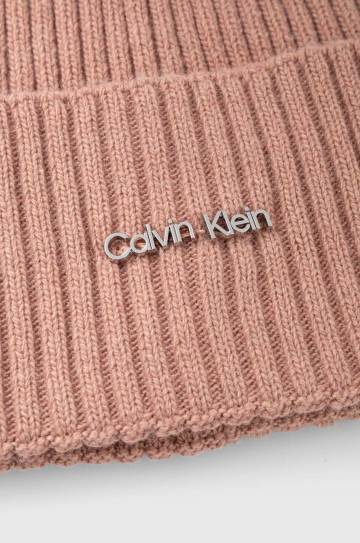 Шапка с примесью шерсти Calvin Klein цвет розовый Шапка с примесью шерсти Calvin Klein цвет розовый
