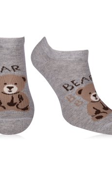 Носки женские AmiGA укороченные, медведь, серые, размер 23-25