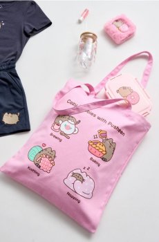 Тканинна shopper-сумка з принтом Pusheen the Cat - пастельний рожевий