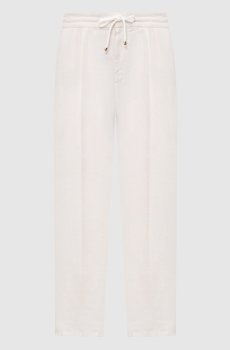 Брюки цвета айвори из льна