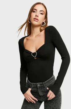 Женское черное боди Черный S Tally Weijl SBOVIHEART