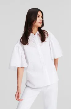 Женская белая блуза с узором KL BURNOUT Белый 38 Karl Lagerfeld 241W1610