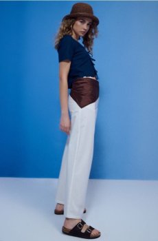 Штани wide leg - кремовий