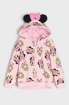 Кофта на блискавці з капюшоном з 3D елементами - пастельний рожевий