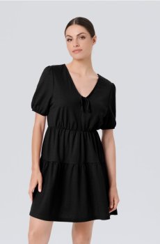 Класична міні сукня babydoll з віскозою - чорний