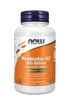 Пробиотик для пищеварения NOW foods Probiotic-10 100 Billion, 60 капсул