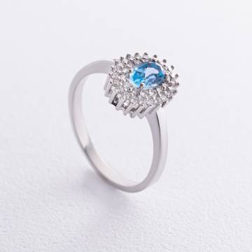Серебряное кольцо с голубым топазом и фианитами GS-01-086-3010 Серебряное кольцо с голубым топазом и фианитами GS-01-086-3010