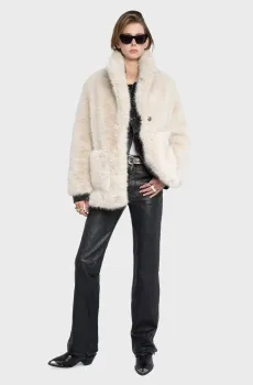 Женская белая шуба Fleur Белый XS ZADIG&VOLTAIRE WWCO01242_ECRU