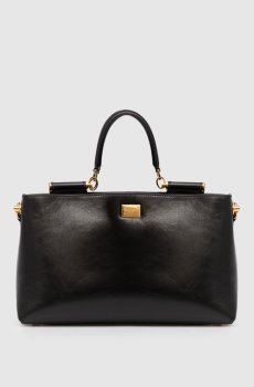 Черная кожаная сумка Vittoria с логотипом