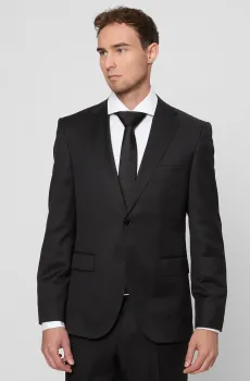 Мужской черный шерстяной пиджак Черный 48 BOSS 50469172;001