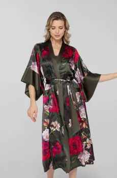 Женский шелковый халат с узором Разноцветный 44 MARC&ANDRE W23-00SS201-L