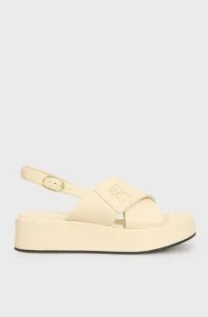 Женские белые кожаные сандалии TH LOGO HW PADDED LEATHER SANDAL Белый 37 Tommy Hilfiger FW0FW08808