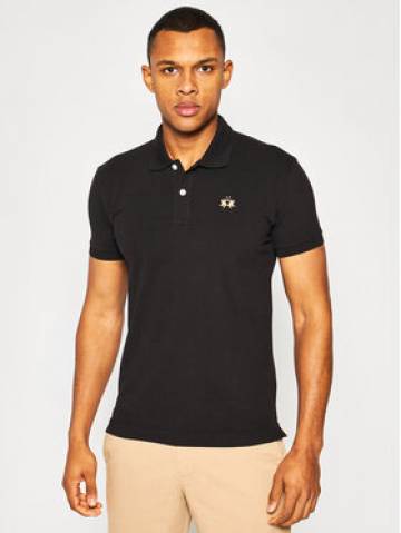 La Martina Поло Piquet CCMP02 PK001 Чорний Slim Fit La Martina Поло Piquet CCMP02 PK001 Чорний Slim Fit