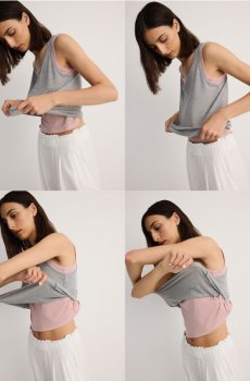 Reserved - Подвійний топ - світло-сірий - ZJ091-09X