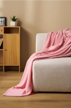 Плед гладкий - пастельний рожевий