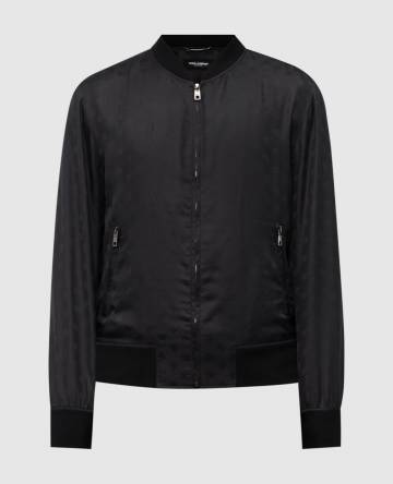 Черный бомбер из шелка в узор